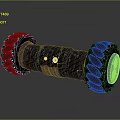 Kids Black Textured Toy Dumbbell With Tire Shaped Ends And White Dots