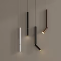 Modern Pendant Lights with Slim Straight and Curved Designs in White Black Brown Illuminating Beige Wall