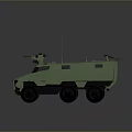 Green Six Wheeled Military Tank Featuring Modern Design Roof Mounted Weapon And Antennas