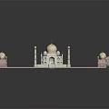 Taj Mahal Architecture with White Domes Minarets and Marble Flooring