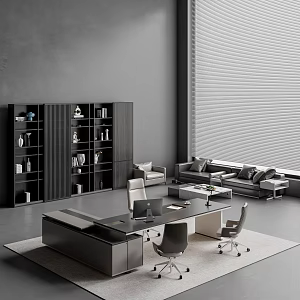 modern office desk and chair 3d model