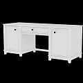 White Home Office Desk With Storage Cabinets Central Drawer And Wooden Legs