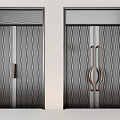 Modern Black Doors With Vertical Stripe Pattern And Sleek Metal Handles