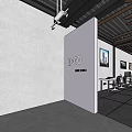 Modern Public Office Space Interior With Open Layout Workstations And Wall Art 3d model