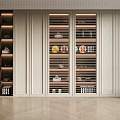 Modern Interior Design With Double Door Display Cabinet Glass Doors And Open Shelves