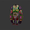 Mechanical Gorilla Game Movie Character Design With Green Orange Gray Red Armor And Tech