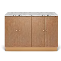 Elegant Wooden Storage Cabinet With Marble Countertop Golden Handles And Base