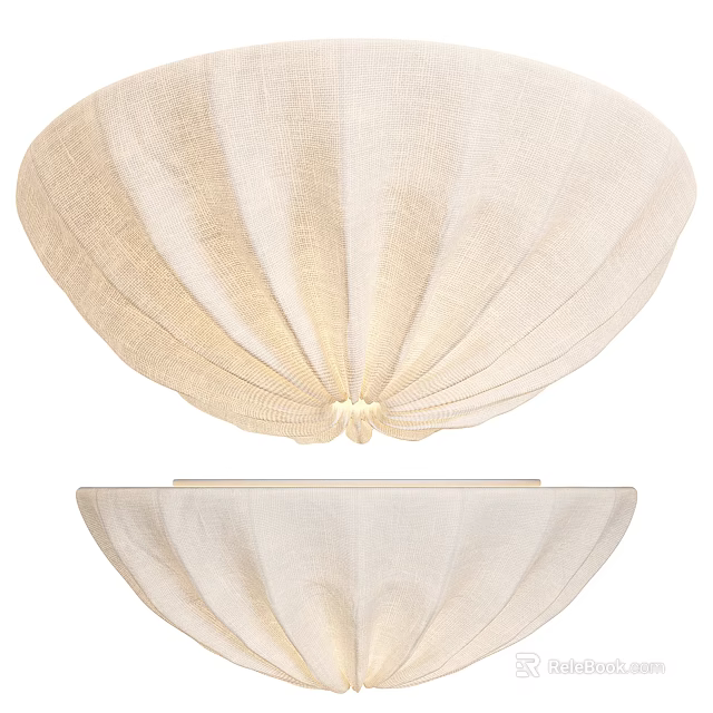Modern Beige Linen Scalloped Chandelier With Pleated Design For Elegant Interior Decor 3d model 