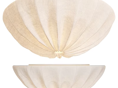Modern Beige Linen Scalloped Chandelier With Pleated Design For Elegant Interior Decor 3d model