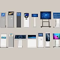 Public Facilities Self Service Kiosks Featuring Various Interactive Touchscreen Information Displays 3d model