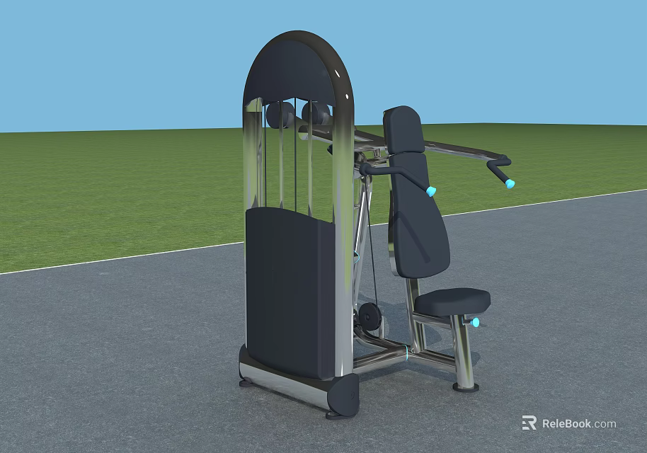 Seated Chest Press Sports Equipment With Black Silver Metal Frame For Fitness Training 3d model 