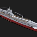 Realistic 3D Model of White Red Ship With Deck Chimney Antenna and Hull
