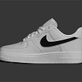 Nike Air Force 1 White Leather Sneakers With Black Logo And Classic Design