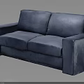 Blue Velvet Two Seater Modern Sofa With Sleek Armrests And Plush Cushions