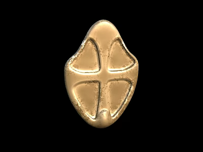 Antique Golden Shield With Intricate Cross Pattern And Decorative Design 3d model