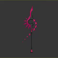 Black And Pink Spear Weapon Featuring Star Decorations Circular Design And Glowing Trail