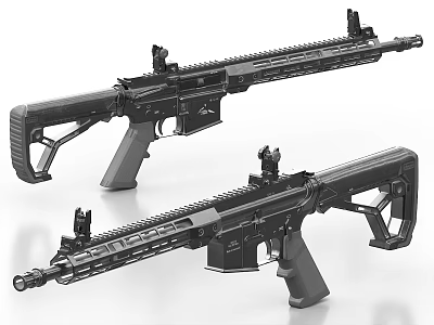 Modern Tactical Rifles With Scopes Adjustable Stocks And Picatinny Rails 3d model