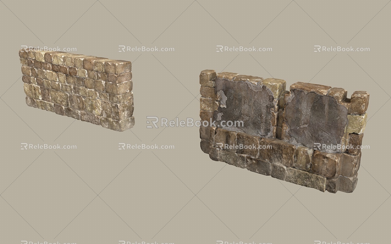 Modern Stone Pillar Wall 3d model