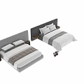 Modern Upholstered Double Bed With White Linen Sheets Pillows Throw Blanket And Color Options