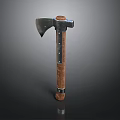 Traditional Hand Axe With Sharp Metal Blade And Wooden Leather Wrapped Handle