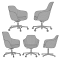 Modern office chair American office chair combination 3d model