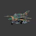 Military Aircraft Model With Camouflage Paint Red Star Marking Number 127 And Missiles