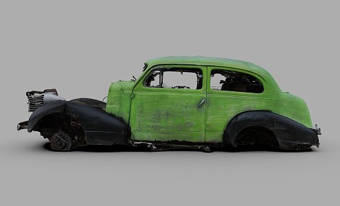 Painted wreckage car 3d model