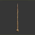 Handcrafted Wooden Ancient Weapon Spear With Spiral Carved Shaft And Decorative Base