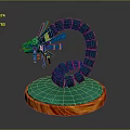 Serpentine Game Movie Character Featuring Blue Segmented Body Feathered Head Green Orange Base