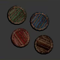 Decorative Wooden Barrels In Red Green Blue Brown Colors With Metal Hoops