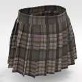 Stylish Plaid Pleated Skirt With Brown Green Beige Checkered Pattern