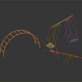 Colorful Playground Equipment With Red Arched Climbing Frame And Yellow Green Swing Seats