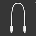 White USB C Cable Featuring Dual USB C Connectors On Smooth Black Reflective Surface 3d model