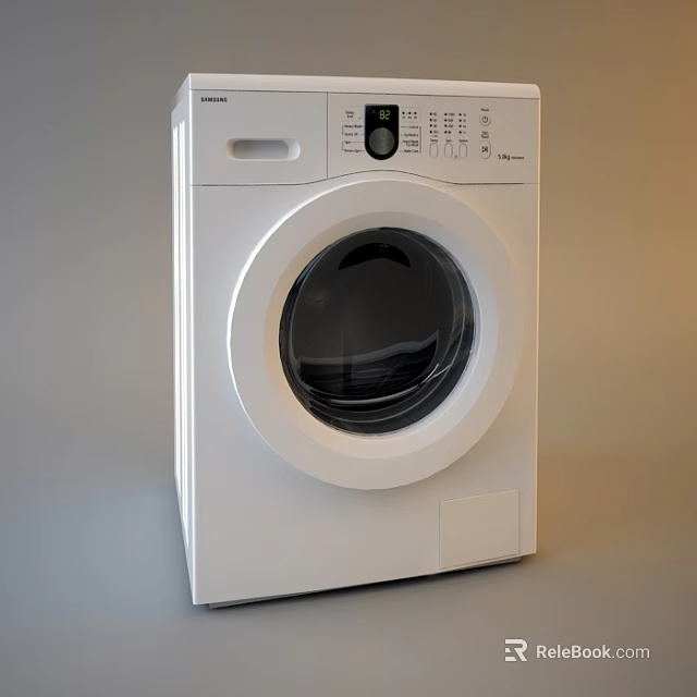 Siemens White Front Loading Washing Machine With Digital Control Panel 3d model 