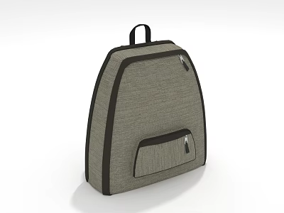Textured Gray Backpack with Black Trim Front Pocket Zipper and Top Handle for Daily Use 3d model