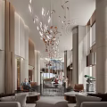 Luxurious Hotel Lobby Interior With Elegant Chandelier And Comfortable Seating Areas 3d model