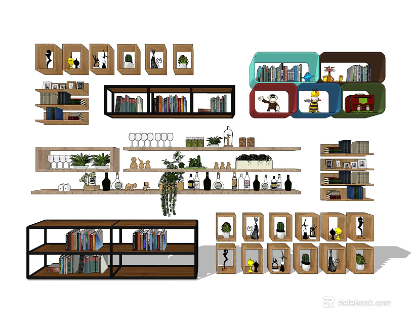 Modern Wall and Hanging Cabinets with Functional Storage and Decorative Designs 3d model