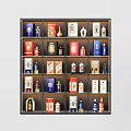 Stylish Wine Cabinet Display With Multiple Bottles On Organized Shelves 3d model