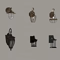 Vintage Wall Lamps With Different Designs Metal Frames And Glass Shades Mounted On White Wall