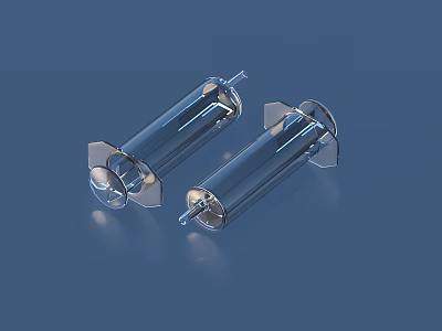 Two Transparent Medical Syringes With Clear Barrels And Metal Tips For Medical Applications 3d model