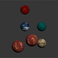 Colorful Decorative Spheres Display With Red Blue Green Gold And Shiny Balls
