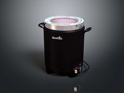 Brankin Black Electric Heating Device With Circular Element Handles And Power Cord 3d model
