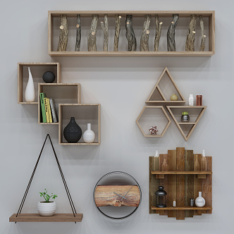 Nordic Wall Shelf Wooden Wall Decorations 3d model