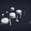 Industrial Storage Tanks and Towers with Supporting Equipment in Industrial Facility