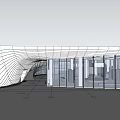 Modern Architectural Design Featuring Curved Roof Glass Facade And Interior Space