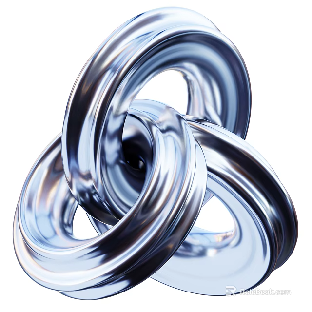 Silver Metallic Twisted Spiral Ornament Set With Abstract Art Design For Modern Home Decor 3d model 