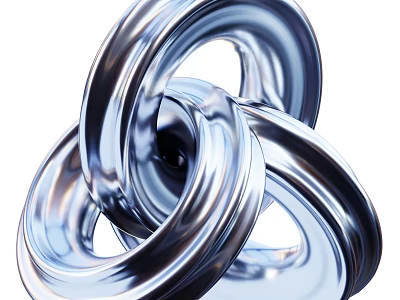Silver Metallic Twisted Spiral Ornament Set With Abstract Art Design For Modern Home Decor 3d model