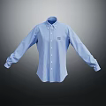 Blue Striped Long Sleeve Shirt With Classic Fit And Casual Design