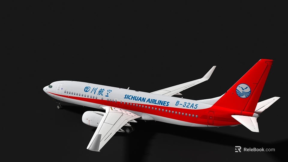 Sichuan Airlines Passenger Plane Exterior Design With Red White Color 3d model 