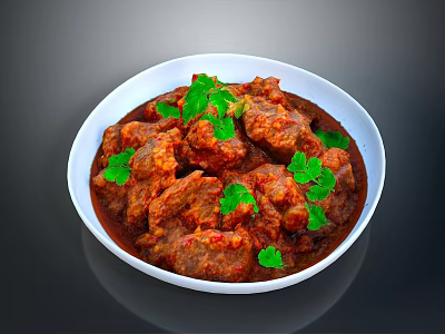 White Ceramic Bowl as Essential Household Item With Savory Stew Topped Fresh Cilantro 3d model